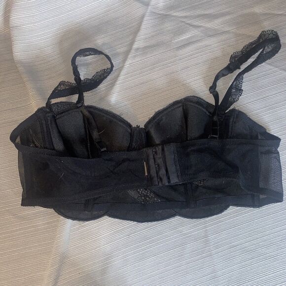 Ravage Black Satin and Lace Bustier Long Line Bra Size 32. - Picture 3 of 8